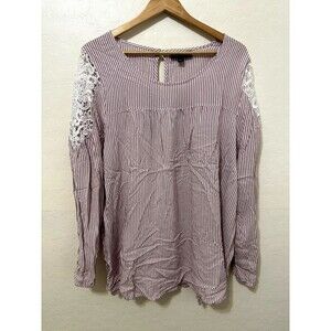 Lane Bryant Womans Striped Top Size 2X Cottagecore Prairie Classic Preppy Office